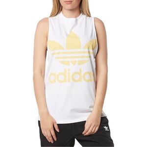 Adidas Originals White & Yellow Trefoil Tank Top Size Medium Athletic Streetwear